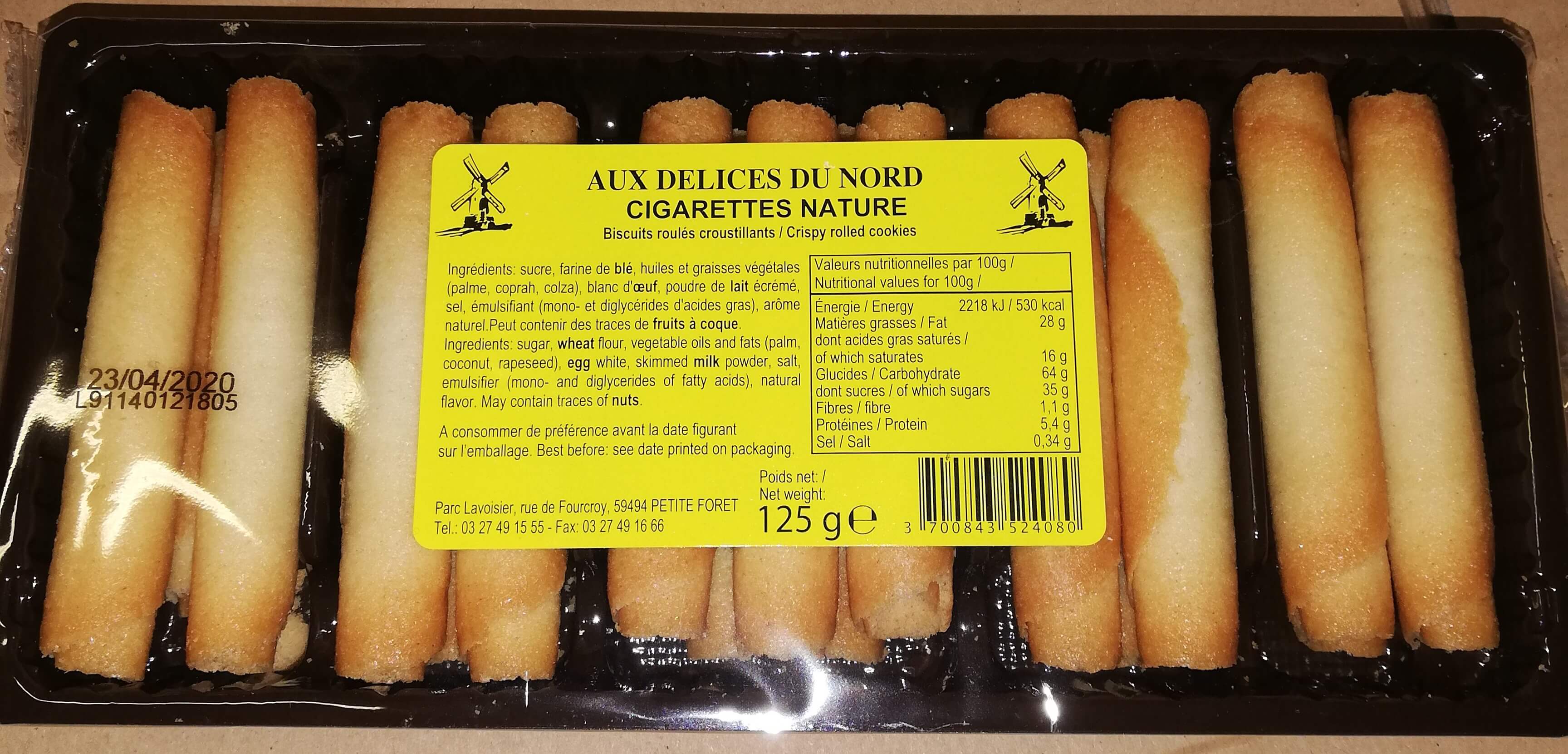 Cigarettes nature - Grossiste Biscuit Hauts-de-France