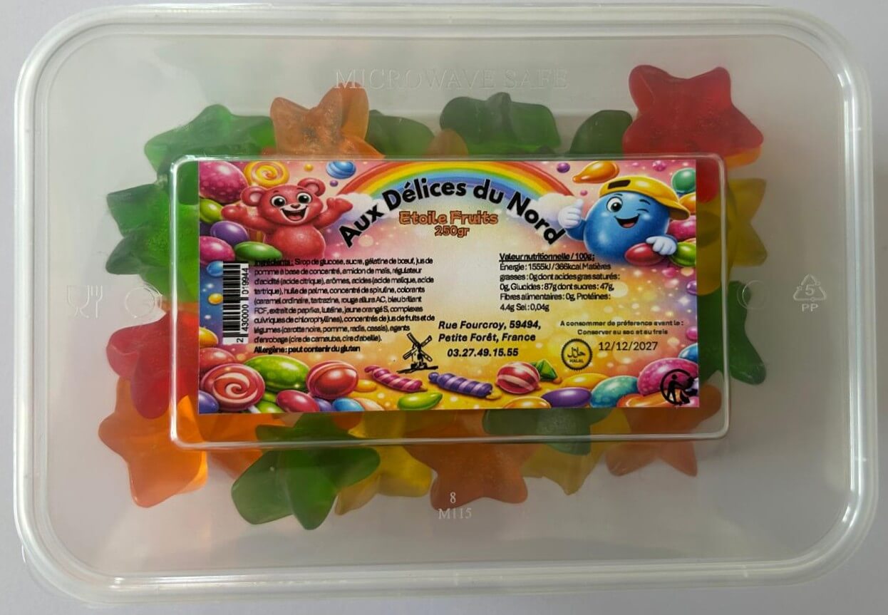 Etoiles fruits 250g - Grossiste Confiserie Hauts-de-France