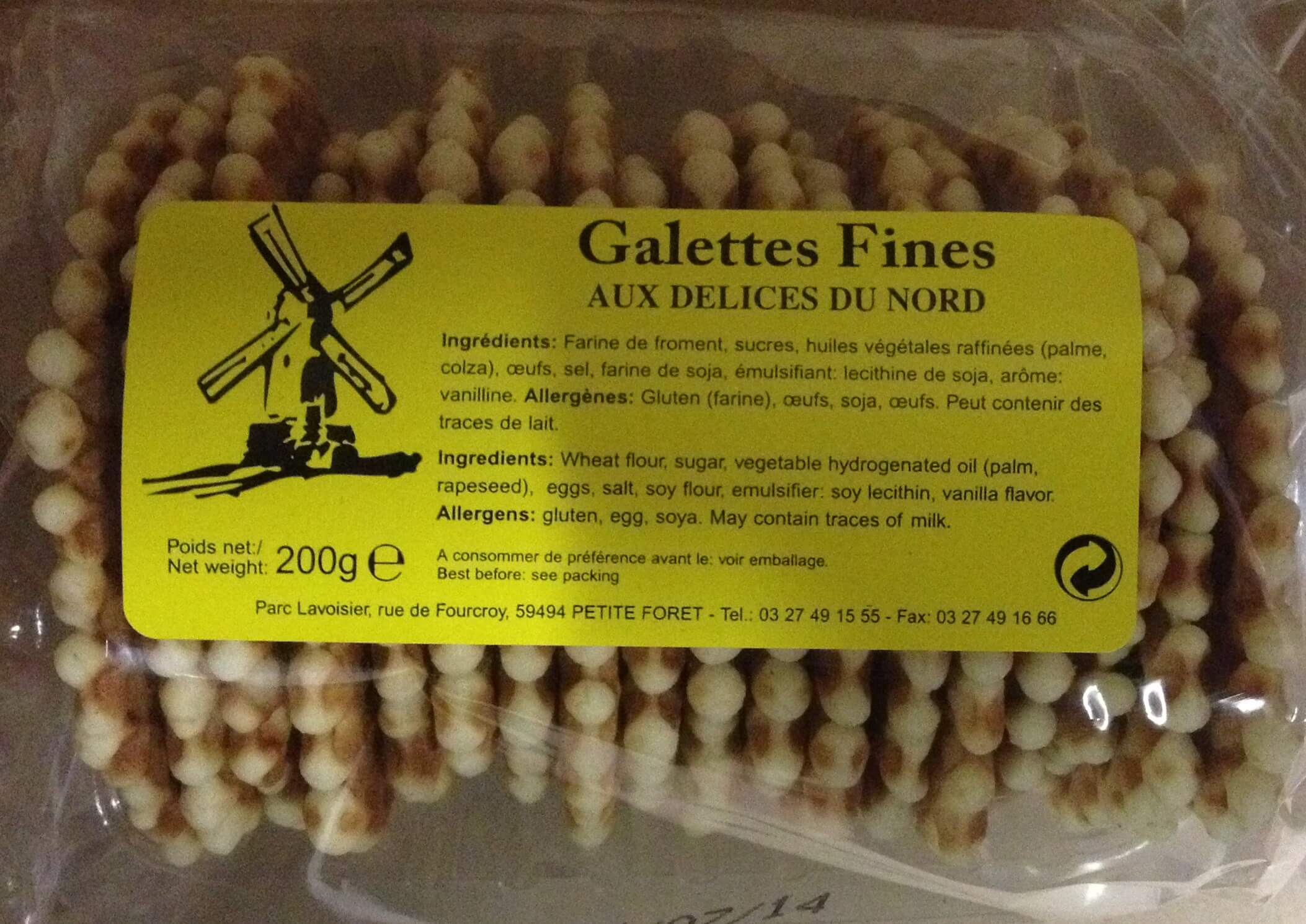 Galettes fines - Grossiste Biscuit Hauts-de-France